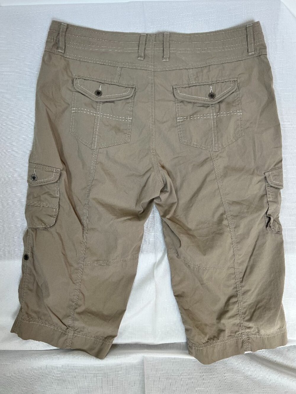KUHL Kontra Women 12 Roll Up Capri Pants Khaki Tan Cargo Hiking - Picture 3 of 12